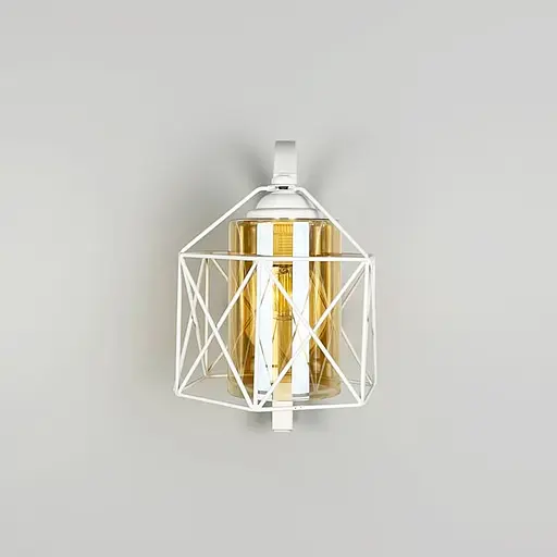 Металлические бра в стиле Лофт в белом корпусе 28х17 см с янтарным плафоном Line F Арт. 8180/1W WT+AM - фото 2