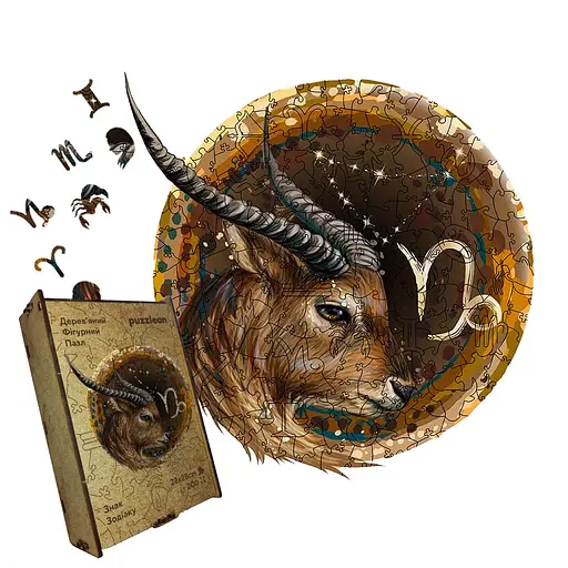 Пазл деревянный Знак Зодиака Козерог, А4, Деревянная коробка 100 элементов