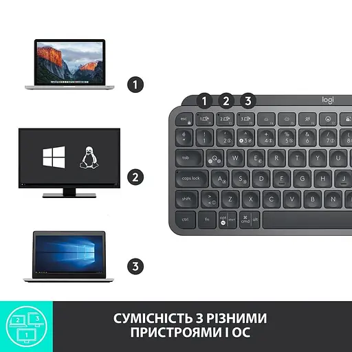Клавіатура Logitech MX Keys Mini Wireless Graphite (920-010498) - фото 7