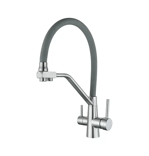 Смеситель для кухни на две воды Wezer INX4A-08 нержавеющая сталь - фото 1