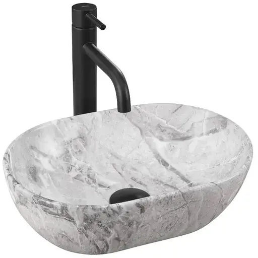 Умивальник Rea Amelia mini stone matt накладний REA-U9109, Сірий - фото 1