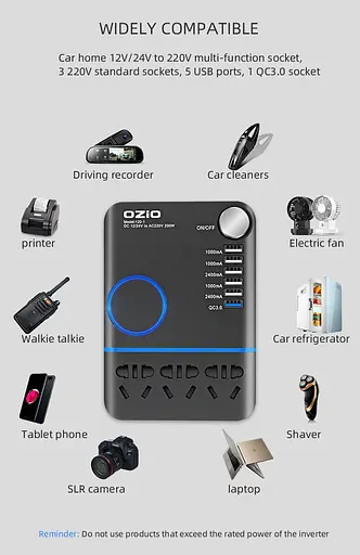 Универсальный автомобильный инвертор OZiO 12V в 220V 200w преобразователь - фото 7