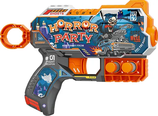 Пистолет BH121 Turbo & Fast с механическим барабаном с мягкими патронами 6шт "Вечеринка ужасов" (6955356261121) - фото 2