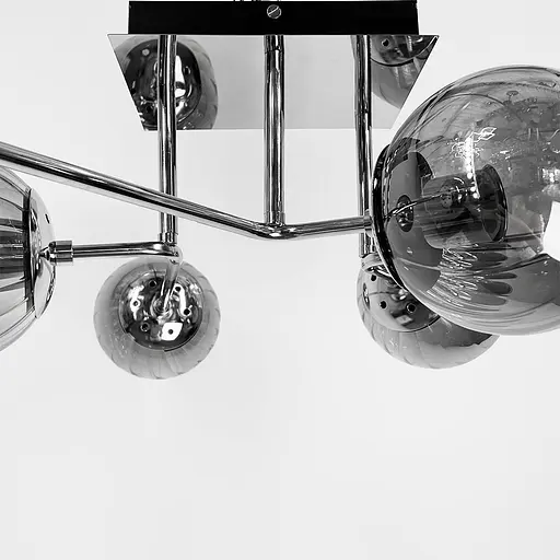 Сучасна стельова люстра в хромі на 6 графітових плафонів Line.F 2693/6 (new) CH+GR - фото 3