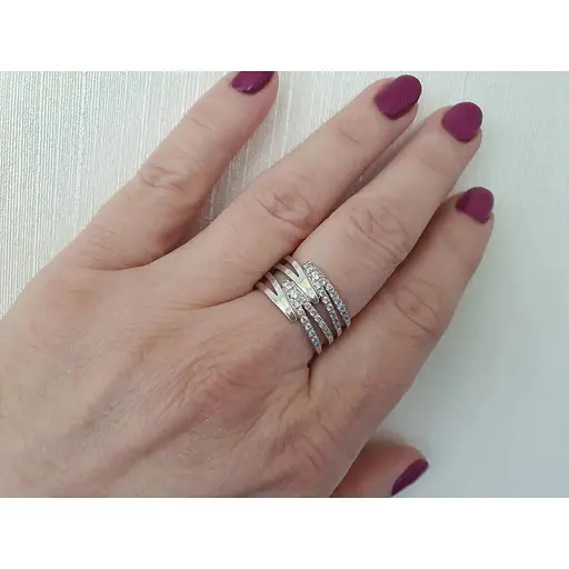 Серебряное кольцо Харьковская ювелирная фабрика с фианитами. 13753-Р 18 - фото 2