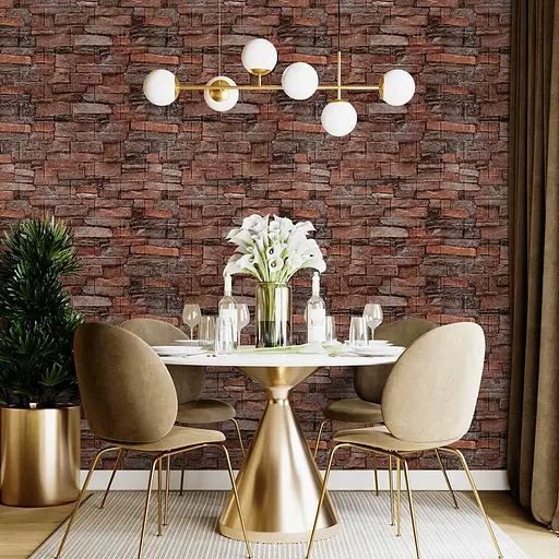 Самоклеющийся декоративный 3D панель 700х770х5мм красный кирпич песчаник (058) SW-00000177 - фото 5