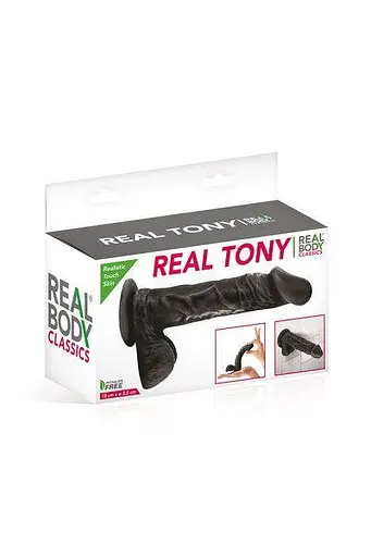 Фалоімітатор Real Body - Real Tony Black, TPE, діаметр 3,5 см - фото 3