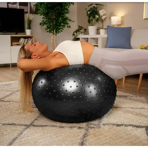 Фитбол массажный Hop-Sport 65см черный + насос - фото 3