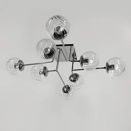 Сучасна стельова люстра в хромі на 8 прозорих плафонів Line.F 2693/8 (new) CH+CL - фото 1