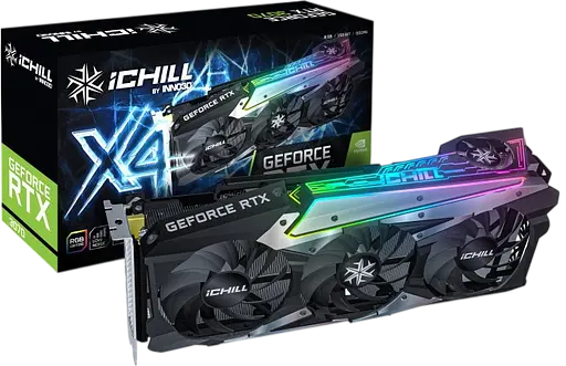 Видеокарта GeForce RTX 3070 8GB Inno3D iChill X4 LHR (C30704-08D6X-1710VA35H) Б/У - фото 1