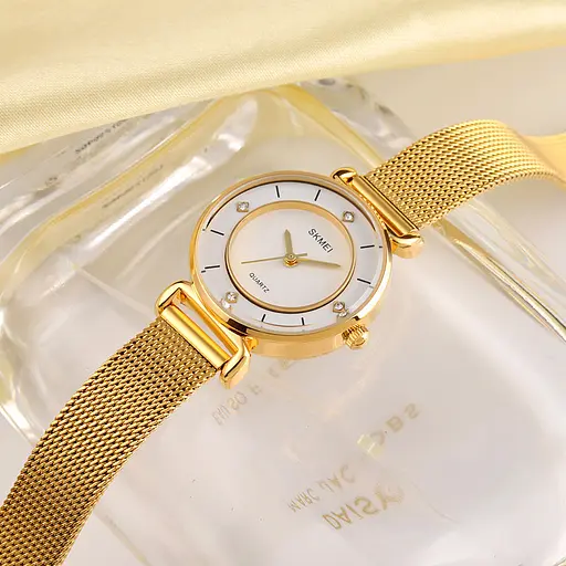 Женские классические часы Skmei 1330 (Золотистые) - фото 3