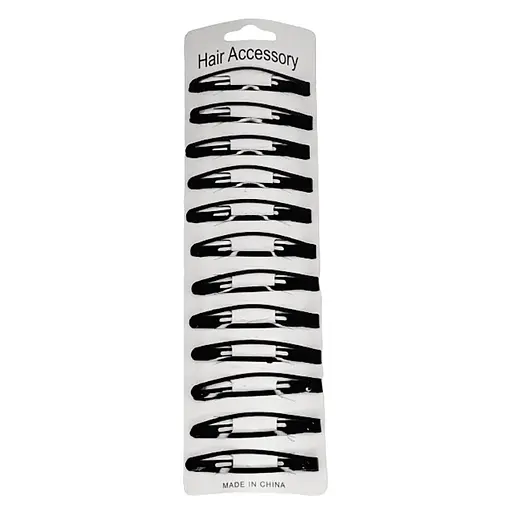 Затискач-хлопавка для волосся 1200-191 чорна 12 штук - фото 2