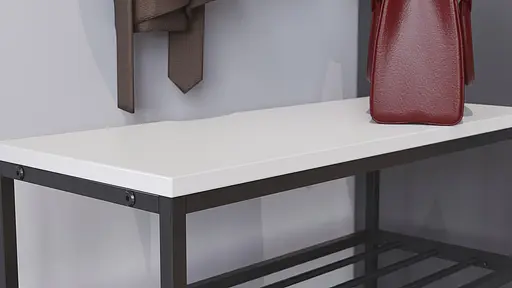 Полиця для взуття Слайм 3 Ferrum-decor 635x630x260 Чорний метал ДСП Білий 16 мм (FRD-105156) - фото 3