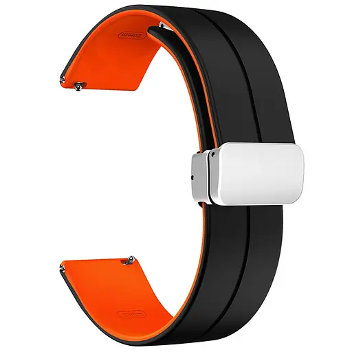 Силіконовий ремінець Classy для Smart Watch 20mm Black / Orange - фото 2
