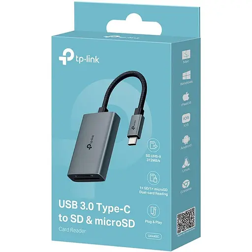 Кардрiдер TP-Link iдер USB 3.0 Type-C до SD microSD UA440C (UA440C) - фото 3