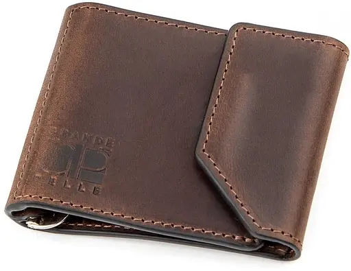 Мужской кожаный кошелек Grande Pelle 9х8х1 см acs0024443 - фото 1