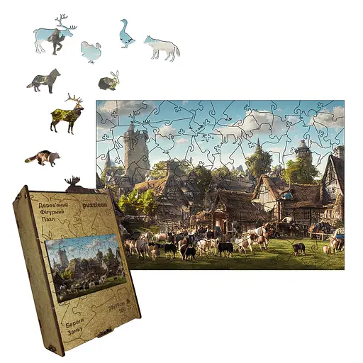 Пазл деревянный Берега Замка, А4, Деревянная коробка 100 элементов