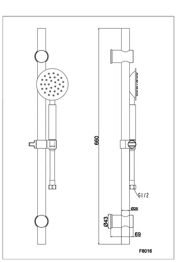 Душовий гарнітур Frap F8016, нержавіюча сталь, 66 см, Нержавіюча сталь - фото 7