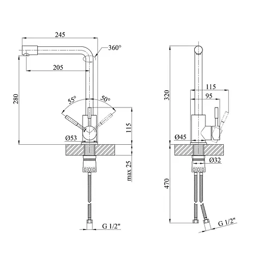 Змішувач для кухні Kroner KRM Edelstahl Klassisch - ESG034 (CV022991) - фото 7