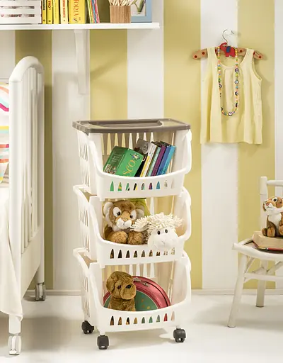 Етажерка на коліщатах TIDY 39,5x30x77h з 3 полицями, сіро-бежевий - фото 2