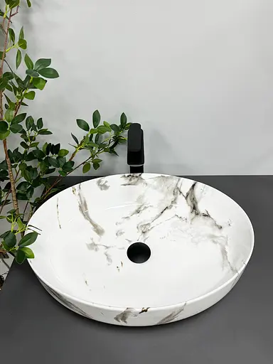 Умивальник VBI Udine carrara shiny gloss накладний VBI-012101, Мармур - фото 3