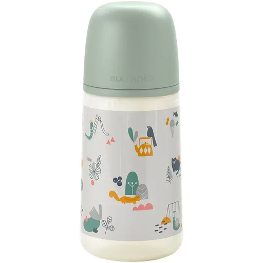 Пляшечка Suavinex A walk in the park фізіологічна соска повільний потік 270 мл зелена (308319)