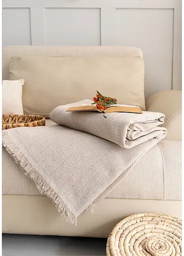 Плед-покривало Cotton SARRA бавовна кремовий євро 200х230 см TC303376076 - фото 2