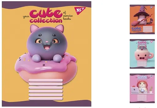 Тетради ученические 12 листов линия Yes Cute collection, 25 шт. в упаковке