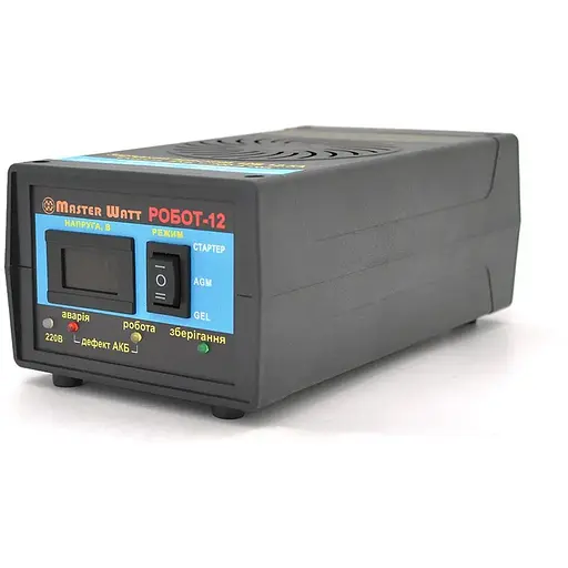 Интеллектуальное ЗУ РОБОТ-12 десульфатирующее для аккумулятора 12V (1-200Ah) (MF, WET, AGM, GEL, CA/CA), 160-245V, Ток заряда 12,5А, крокодилы в комплекте