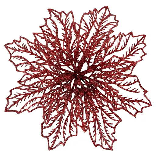 Ялинкова іграшка MIS LT Квітка Різдвяник павутинка-2 17х17х4 см червоний - фото 1