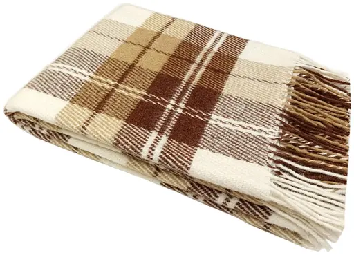 Плед вовняній Vladi Ельф 200х220 бежево-кориченво-теракотовий (1115) - фото 1