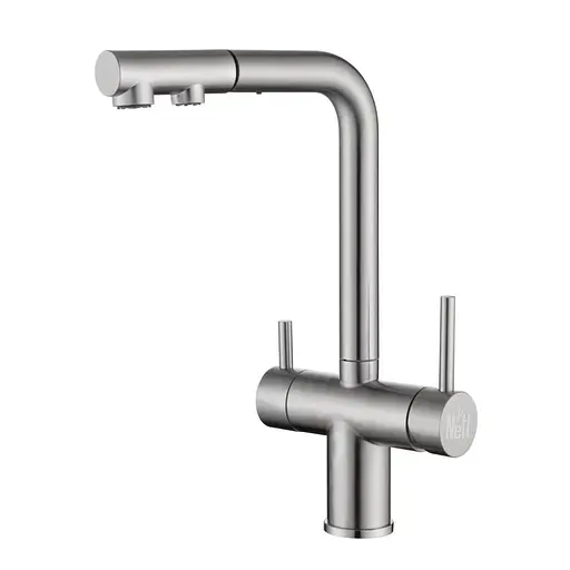 Змішувач для кухні з висувним виливом та підключенням до фільтра Nett FWS-33 Нержавіюча сталь - фото 1