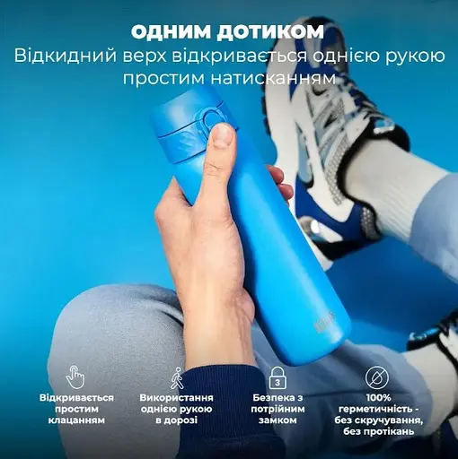 Пляшка для води ION8 металева вакуумна 500 мл Vacuum Insulated Blue (I8TS500BLU) - фото 2