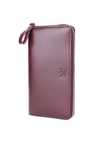 Кожаный портмоне Keeper zip бордовый - фото 2