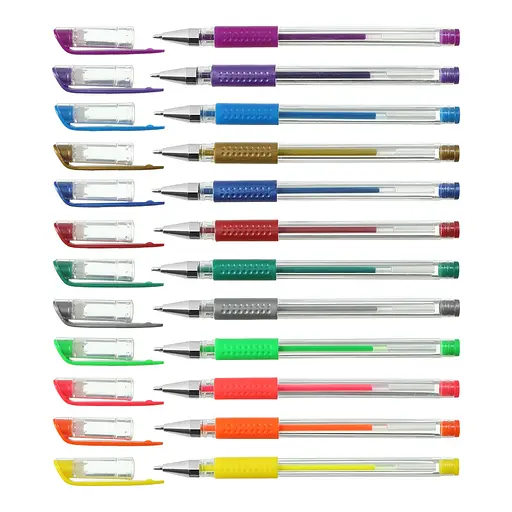 Набір з 12-ти гелевих ручок Neon+Metallic, в пластиковому пеналі ZB.2205-99 KIDS Line ZiBi, 12 кольорів (4823078902245) - фото 2