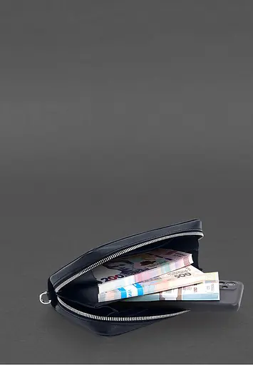 Кожаный клатч-купюрник 4.0 синий краст - фото 3