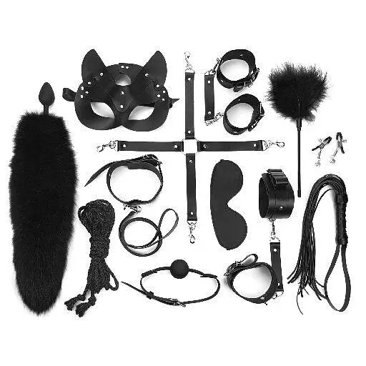 Набір Art of Sex - Maxi BDSM Set Leather, 13 предметів, натуральна шкіра, Чорний - фото 2