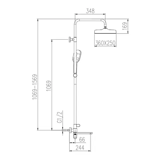 Душова система Gappo Gungrey G2410-9, Графітовий хром - фото 5
