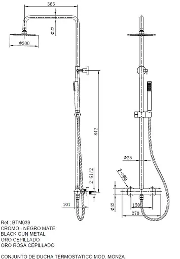 Душова система з термостатом Imex Monza Turn Clean хром BTM039, Хром - фото 6