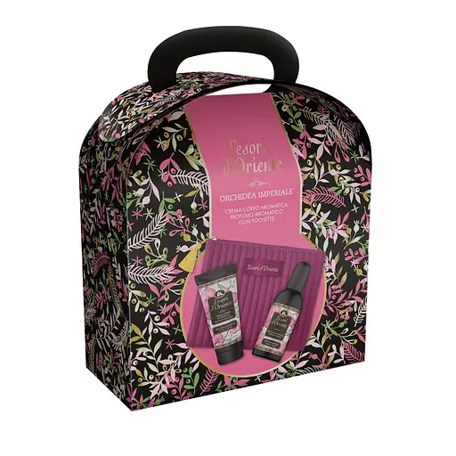 Подарунковий набір Tesori d'Oriente з косметичкою Орхідея тв 100 мл крем д/тіла 75 мл косметичка