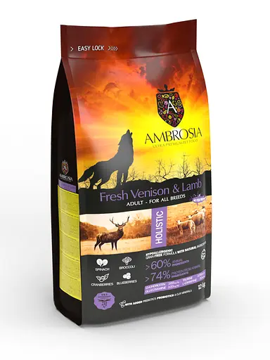 Уцінка. Корм сухий Ambrosia Grain Free Dog Adult Fresh Venison & Lamb для дорослих собак усіх порід зі свіжою олениною та ягням 12 кг - фото 2