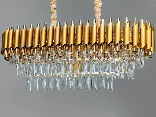 Красива кришталева люстра овальної форми в зал, 8 ламп - фото 2