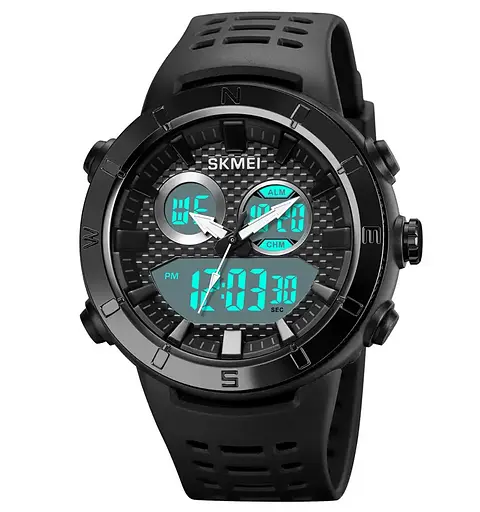 Часы мужские наручные спортивные Skmei 2014 (Черный с белым) - фото 3