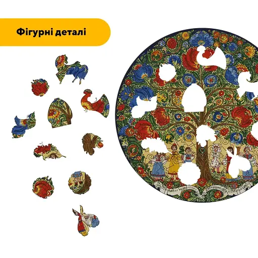 Дерев'яний фігурний пазл Декоративний Розпис Міць Роду, А2, Картонна коробка 300+ елементів - фото 3