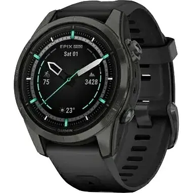 Смарт-годинник Garmin Epix Pro Gen 2 Sapphire 42mm Carbon G. DLC Ti. with Black Band (010-02802-14/15)