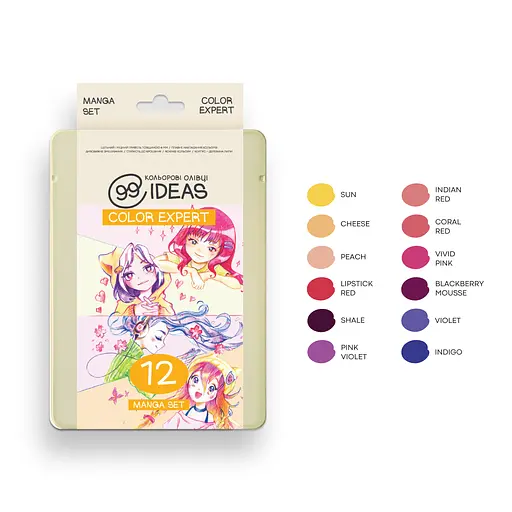 Набор цветных карандашей 99IDEAS "Color Expert" 12 цв., Manga Set, металл. коробка, 99CE-12MANG - фото 3