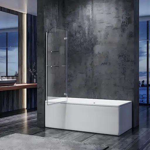 Шторки стеклянные на ванну Koer SR BS05-90x140-TR-01 прозрачное стекло Easy Clean 6 мм, хром KR5372, Универсальная, прозрачный, хром - фото 9