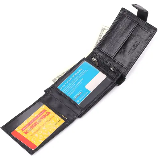 Місткий чоловічий гаманець горизонтальний з натуральної шкіри ST Leather 11.5х9.5х3 см acs0029631 - фото 7