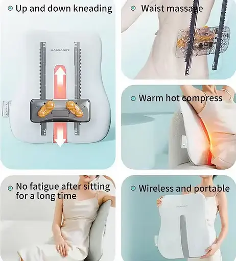 Массажная подушка для спины и поясницы Benbo R16-lux (роликовый массаж, подогрев) - фото 9