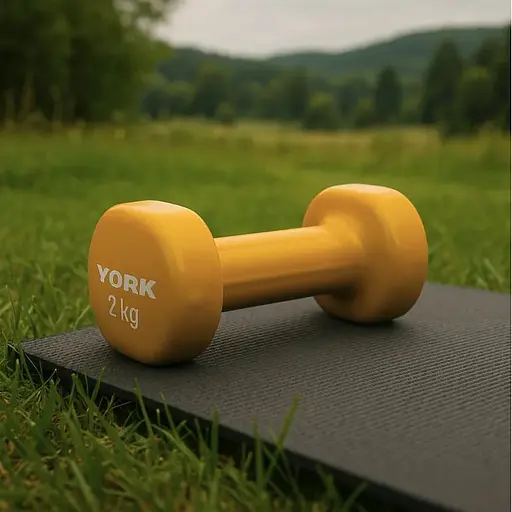 Гантели для фитнеса York Fitness виниловые круглые 2х2кг желтый - фото 8